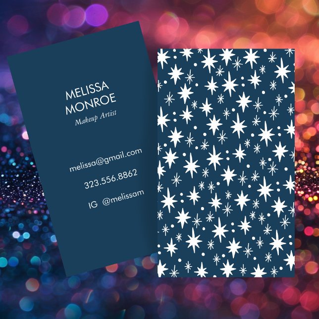 Starry Night Blue Mönster Elegant Visitkort (Navy Starry Night Blue Pattern Elegant Business Card
)