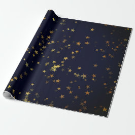 Starry Night Blue Navy Forest Guld Confetti Presentpapper