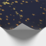 Starry Night Blue Navy Forest Guld Confetti Presentpapper<br><div class="desc">FlorenceK design Delikat skogsbergsskog pappert.</div>