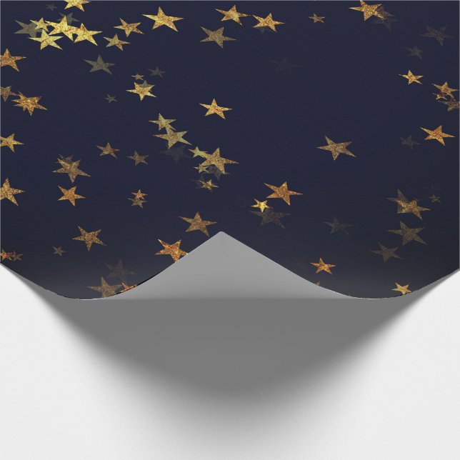 Starry Night Blue Navy Forest Guld Confetti Presentpapper (Hörn)