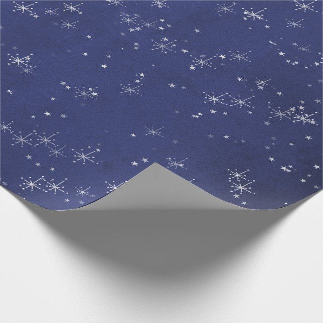 Starry Night Blue Navy Grått Silver Confetti Deica Presentpapper (Hörn)