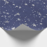 Starry Night Blue Navy Grått Silver confetti Presentpapper<br><div class="desc">FlorenceK design Delikat skogsbergsskog pappert.</div>