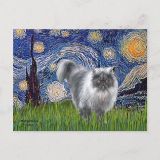 Starry Night - Blue Smoke Persian cat Vykort