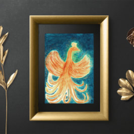 Starry Night Blue Stigning Phoenix Watercolor Poster