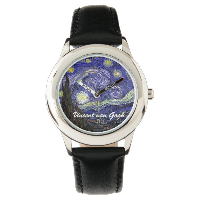 Starry night bra art-barn tittar på. armbandsur (Framsida)