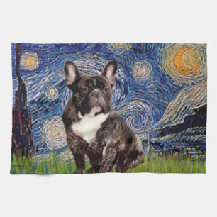 Starry Night - Brindle Fransk Bulldog Kökshandduk