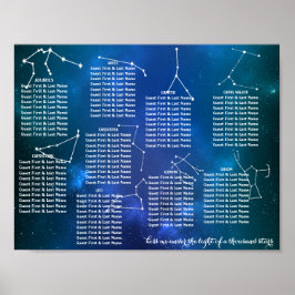 Starry Night Bröllop Bord Seating Poster
