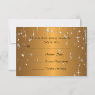 Starry Night Bröllop i Färg   Metallisk Mörk Guld OSA Kort