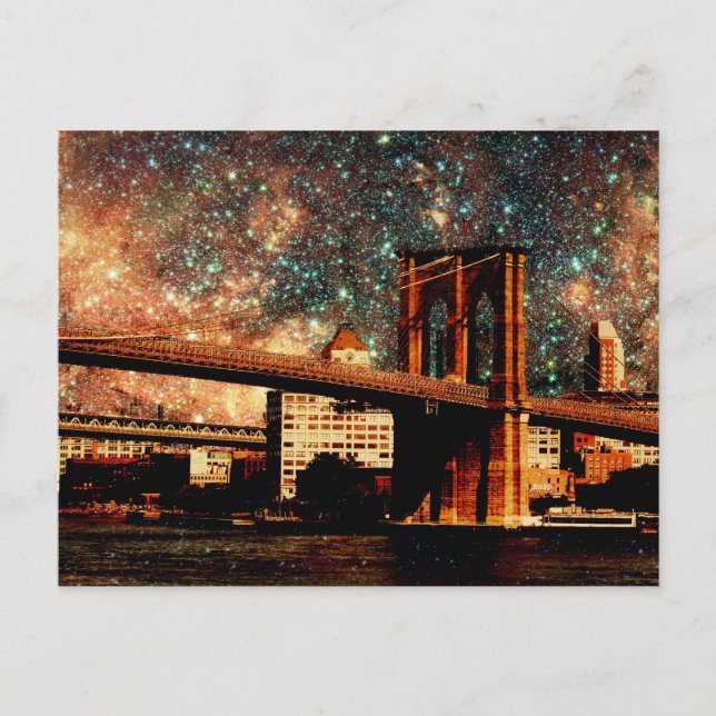 Starry night Brooklyn Bridge Vykort (Framsida)