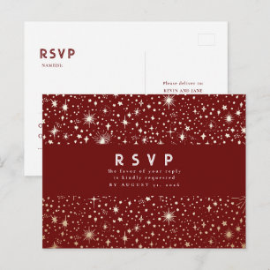 Starry Night Burgundy Red och Guld Bröllop OSA Vykort