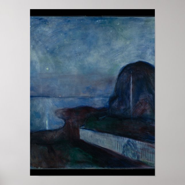 Starry night by Edvard Munch symbolilist målare Poster (Framsidan)