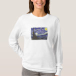 Starry Night by Van Gogh dam långärmad shirt T Shirt<br><div class="desc">Van Goghs ikoniska stjärnmålning med faded kant för en bättre t-shirt-design.</div>