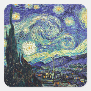 Starry Night by van Gogh Fyrkantigt Klistermärke