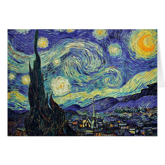 Starry Night by van Gogh Hälsningskort (Framsidan Horizontal)