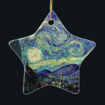 Starry Night by van Gogh Julgransprydnad Keramik<br><div class="desc">Van Gogh var besatt av symbolen för lysande föremål och för färg. Lampan var en symbol för lugn och säkerhet. Stjärnan symboliserade tro och gasljus,  mänskliga realiteter. Djupt ultramarinblått var oändligt,  medan rött och grönt uttryckte "detta fruktansvärda sak,  manar passioner.</div>