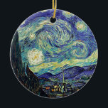 Starry Night by van Gogh Julgransprydnad Keramik<br><div class="desc">Van Gogh var besatt av symbolen för lysande föremål och för färg. Lampan var en symbol för lugn och säkerhet. Stjärnan symboliserade tro och gasljus,  mänskliga realiteter. Djupt ultramarinblått var oändligt,  medan rött och grönt uttryckte "detta fruktansvärda sak,  manar passioner.</div>