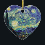 Starry Night by van Gogh Julgransprydnad Keramik<br><div class="desc">Van Gogh var besatt av symbolen för lysande föremål och för färg. Lampan var en symbol för lugn och säkerhet. Stjärnan symboliserade tro och gasljus,  mänskliga realiteter. Djupt ultramarinblått var oändligt,  medan rött och grönt uttryckte "detta fruktansvärda sak,  manar passioner.</div>