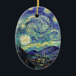 Starry Night by van Gogh Julgransprydnad Keramik<br><div class="desc">Van Gogh var besatt av symbolen för lysande föremål och för färg. Lampan var en symbol för lugn och säkerhet. Stjärnan symboliserade tro och gasljus,  mänskliga realiteter. Djupt ultramarinblått var oändligt,  medan rött och grönt uttryckte "detta fruktansvärda sak,  manar passioner.</div>