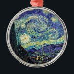 Starry Night by van Gogh Julgransprydnad Metall<br><div class="desc">Van Gogh var besatt av symbolen för lysande föremål och för färg. Lampan var en symbol för lugn och säkerhet. Stjärnan symboliserade tro och gasljus,  mänskliga realiteter. Djupt ultramarinblått var oändligt,  medan rött och grönt uttryckte "detta fruktansvärda sak,  manar passioner.</div>