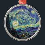 Starry Night by van Gogh Julgransprydnad Metall<br><div class="desc">Van Gogh var besatt av symbolen för lysande föremål och för färg. Lampan var en symbol för lugn och säkerhet. Stjärnan symboliserade tro och gasljus,  mänskliga realiteter. Djupt ultramarinblått var oändligt,  medan rött och grönt uttryckte "detta fruktansvärda sak,  manar passioner.</div>