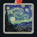 Starry Night by van Gogh Julgransprydnad Metall<br><div class="desc">Van Gogh var besatt av symbolen för lysande föremål och för färg. Lampan var en symbol för lugn och säkerhet. Stjärnan symboliserade tro och gasljus,  mänskliga realiteter. Djupt ultramarinblått var oändligt,  medan rött och grönt uttryckte "detta fruktansvärda sak,  manar passioner.</div>
