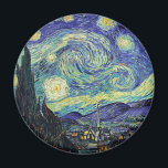 Starry Night by van Gogh Magnet<br><div class="desc">Van Gogh var besatt av symbolen för lysande föremål och för färg. Lampan var en symbol för lugn och säkerhet. Stjärnan symboliserade tro och gasljus,  mänskliga realiteter. Djupt ultramarinblått var oändligt,  medan rött och grönt uttryckte "detta fruktansvärda sak,  manar passioner.</div>