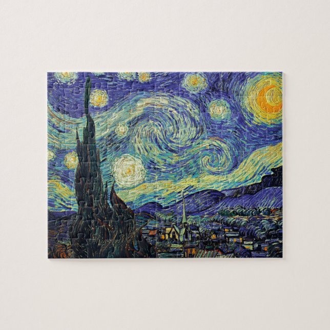 Starry Night by van Gogh Modern Art Painting Blue Pussel (Horisontell)