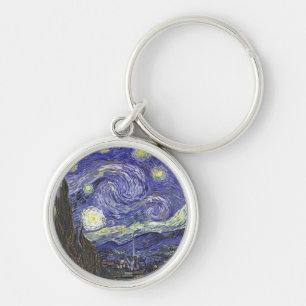 Starry Night by Van Gogh-nyckelkedja Rund Silverfärgad Nyckelring