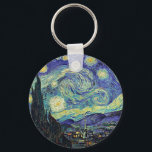 Starry Night by van Gogh Nyckelring<br><div class="desc">Van Gogh var besatt av symbolen för lysande föremål och för färg. Lampan var en symbol för lugn och säkerhet. Stjärnan symboliserade tro och gasljus,  mänskliga realiteter. Djupt ultramarinblått var oändligt,  medan rött och grönt uttryckte "detta fruktansvärda sak,  manar passioner.</div>