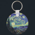 Starry Night by van Gogh Nyckelring<br><div class="desc">Van Gogh var besatt av symbolen för lysande föremål och för färg. Lampan var en symbol för lugn och säkerhet. Stjärnan symboliserade tro och gasljus,  mänskliga realiteter. Djupt ultramarinblått var oändligt,  medan rött och grönt uttryckte "detta fruktansvärda sak,  manar passioner.</div>