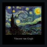 Starry Night by van Gogh Post-Impressionist Poster<br><div class="desc">Post-Impressionist Ligcape Painting by Vincent van Gogh - Klassiska mästerverk</div>