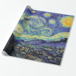 Starry Night by van Gogh Presentpapper<br><div class="desc">Van Gogh var besatt av symbolen för lysande föremål och för färg. Lampan var en symbol för lugn och säkerhet. Stjärnan symboliserade tro och gasljus,  mänskliga realiteter. Djupt ultramarinblått var oändligt,  medan rött och grönt uttryckte "detta fruktansvärda sak,  manar passioner.</div>