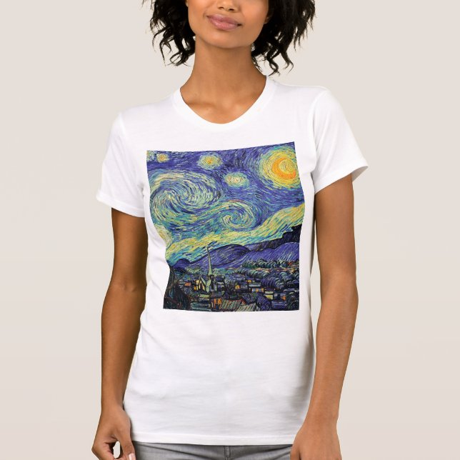 Starry Night by van Gogh Royal Blue T Shirt (Framsida)