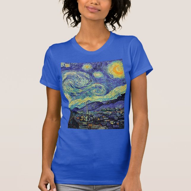 Starry Night by van Gogh Royal Blue T Shirt (Framsida)