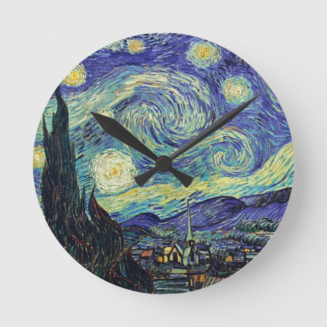 Starry Night by van Gogh Rund Klocka (Framsida)