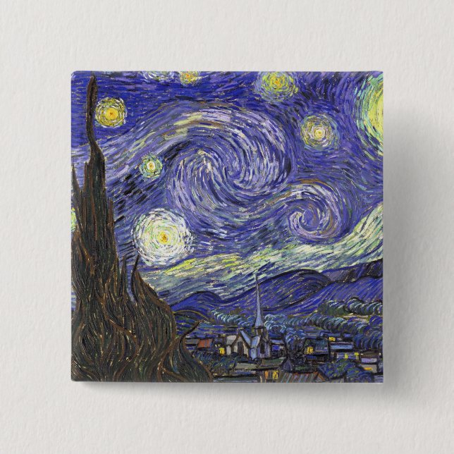 Starry Night by Van Gogh square-knapp Knapp (Framsida)