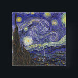 Starry Night by Van Gogh square-knapp Knapp<br><div class="desc">Starry Night av Van Gogh för konsten älskare eller drömmaren i ditt liv.</div>