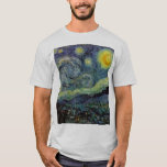Starry Night by van Gogh T Shirt<br><div class="desc">Van Gogh var besatt av symbolen för lysande föremål och för färg. Lampan var en symbol för lugn och säkerhet. Stjärnan symboliserade tro och gasljus,  mänskliga realiteter. Djupt ultramarinblått var oändligt.</div>