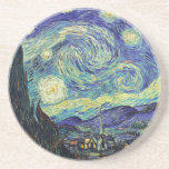 Starry Night by van Gogh Underlägg Sandsten<br><div class="desc">Van Gogh var besatt av symbolen för lysande föremål och för färg. Lampan var en symbol för lugn och säkerhet. Stjärnan symboliserade tro och gasljus,  mänskliga realiteter. Djupt ultramarinblått var oändligt,  medan rött och grönt uttryckte "detta fruktansvärda sak,  manar passioner.</div>