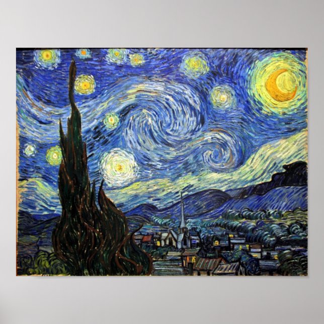 Starry Night by Vincent Van Gogh 1889 Poster (Framsidan)