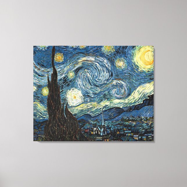 Starry Night / by Vincent van Gogh / Canvastryck (Framsida)