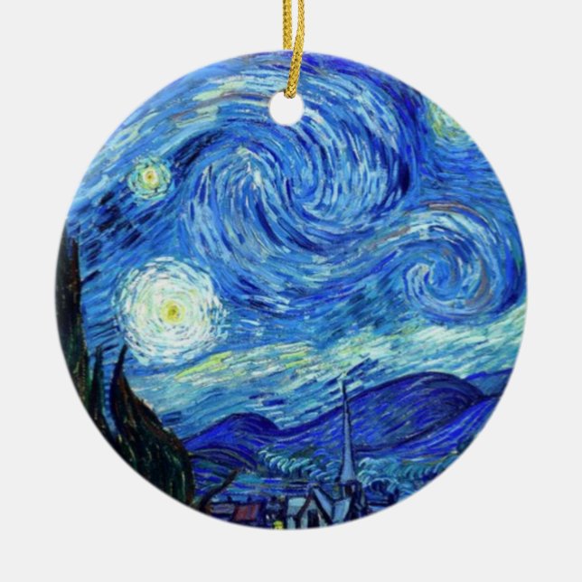 Starry Night by Vincent Van Gogh Julgransprydnad Keramik (Framsidan)