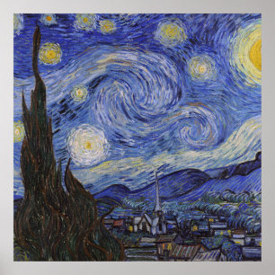 Starry night by Vincent Willem van Gogh-målning Poster