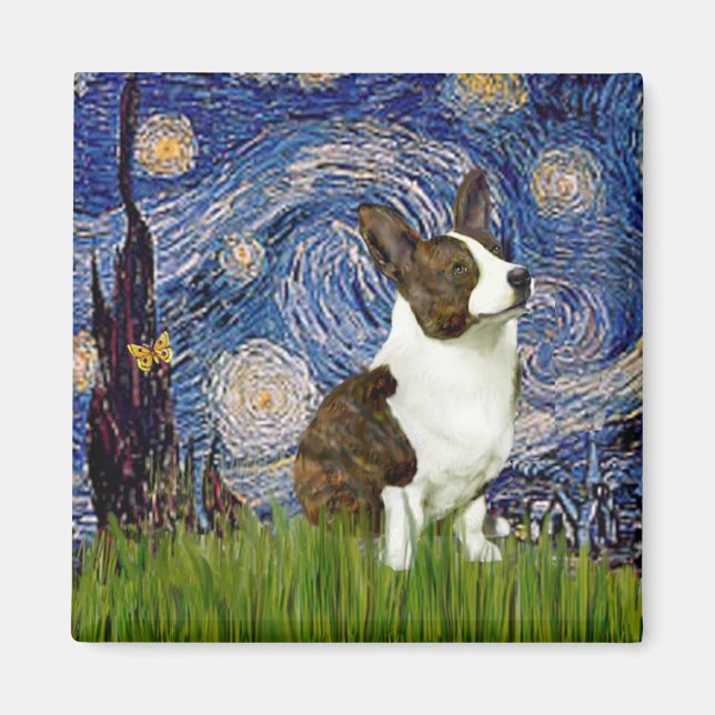 Starry Night - Cardigan Welsh Corgi Magnet (Framsidan)