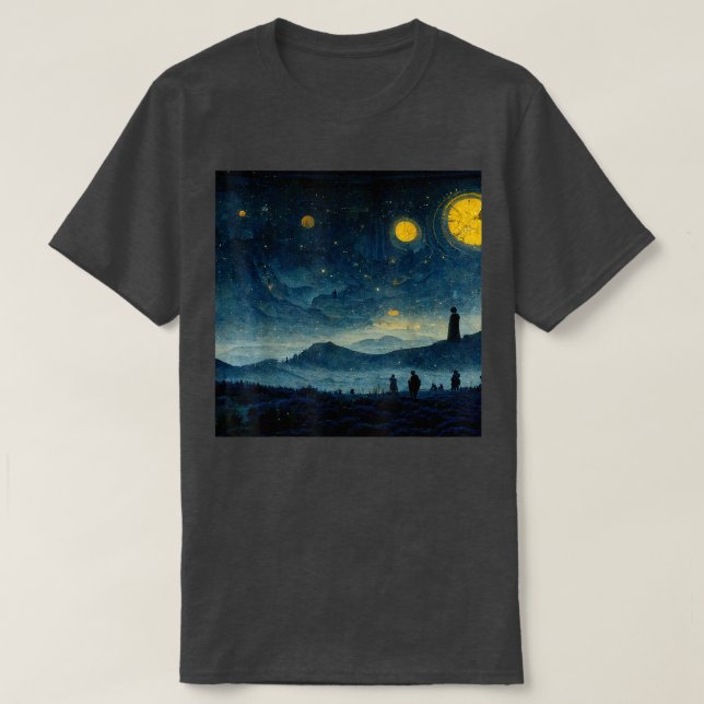 Starry Night Caspar David Friedrich T Shirt (Design framsida)