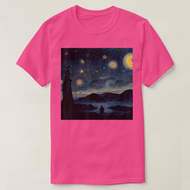 Starry Night Caspar David Friedrich T-Shirt (Design framsida)