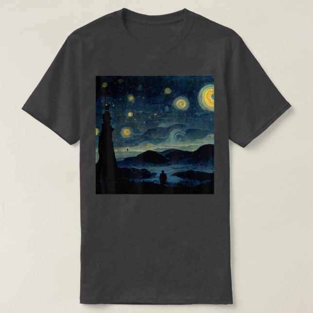 Starry Night Caspar David Friedrich T-Shirt (Design framsida)