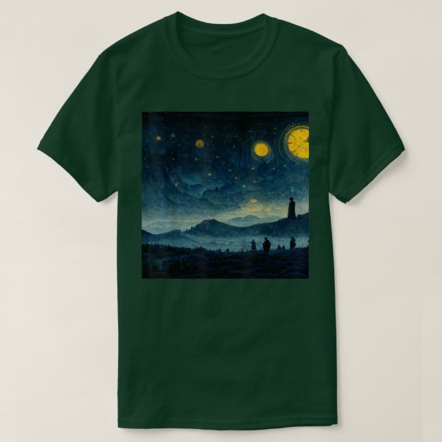 Starry Night Caspar David Friedrich T Shirt (Design framsida)
