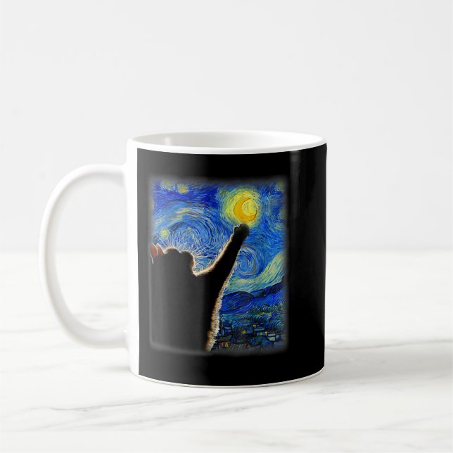 Starry Night Cat, Cat Mamma, Cat Pappa, Cat Lover, Kaffemugg (Vänster)