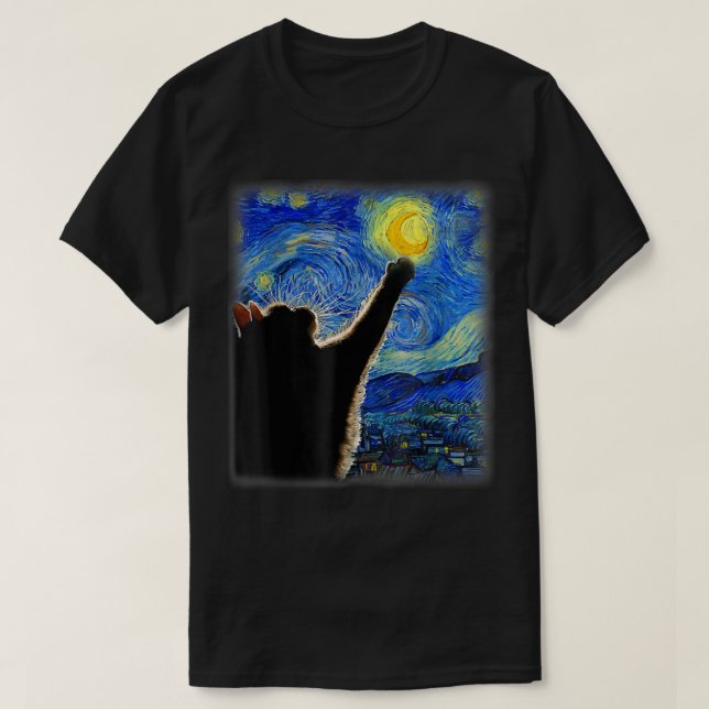 Starry Night Cat, Cat Mamma, Cat Pappa, Cat Lover, T Shirt (Design framsida)